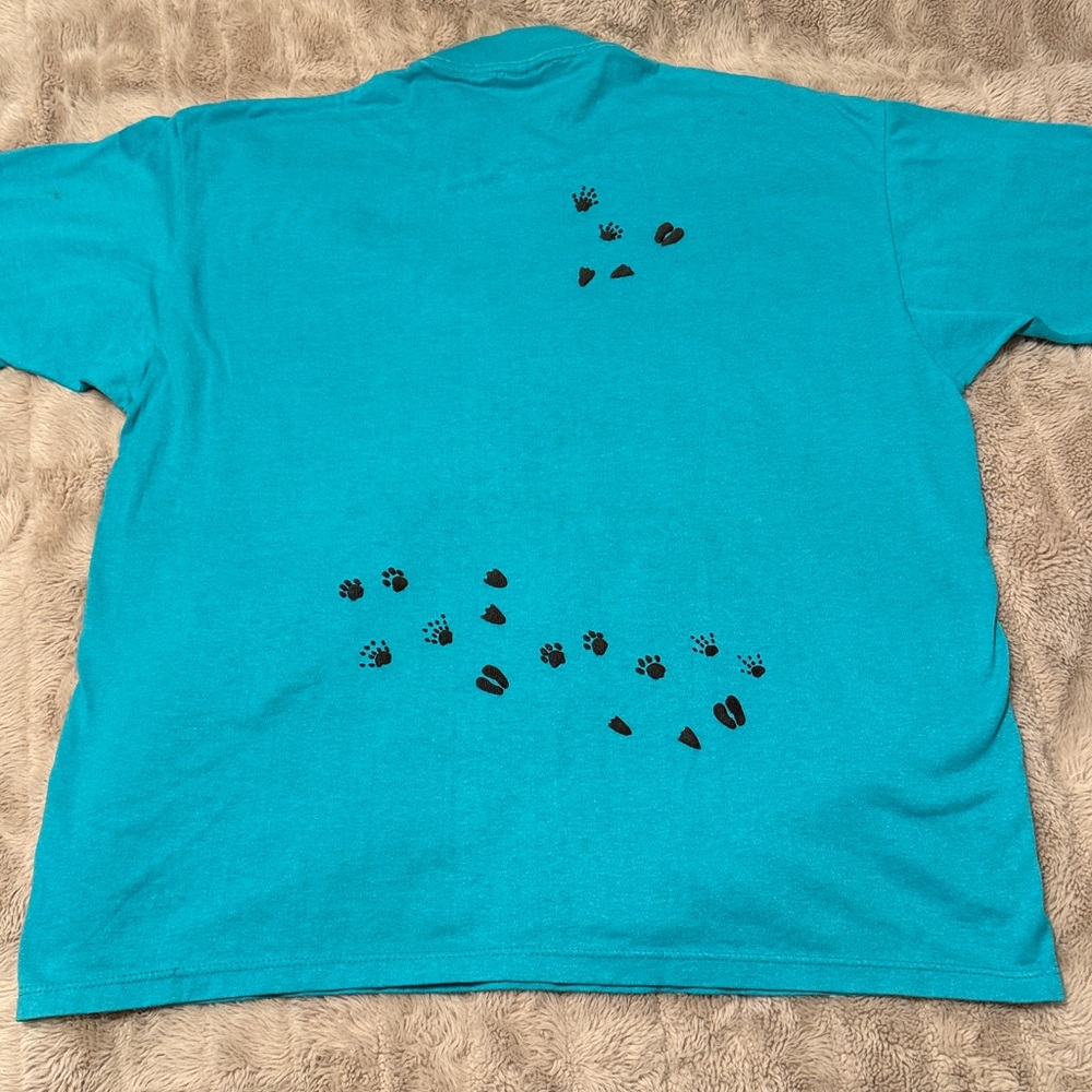Vintage Teal 90s Australia Wildlife Animals at the Beach Retro Puff Print Tee - Picture 10 of 11